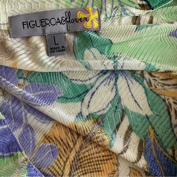 Figueroa & Flower Women's Multicolor Floral Midi Shirred Waist Dress NWT Size L - Picture 4 of 15
